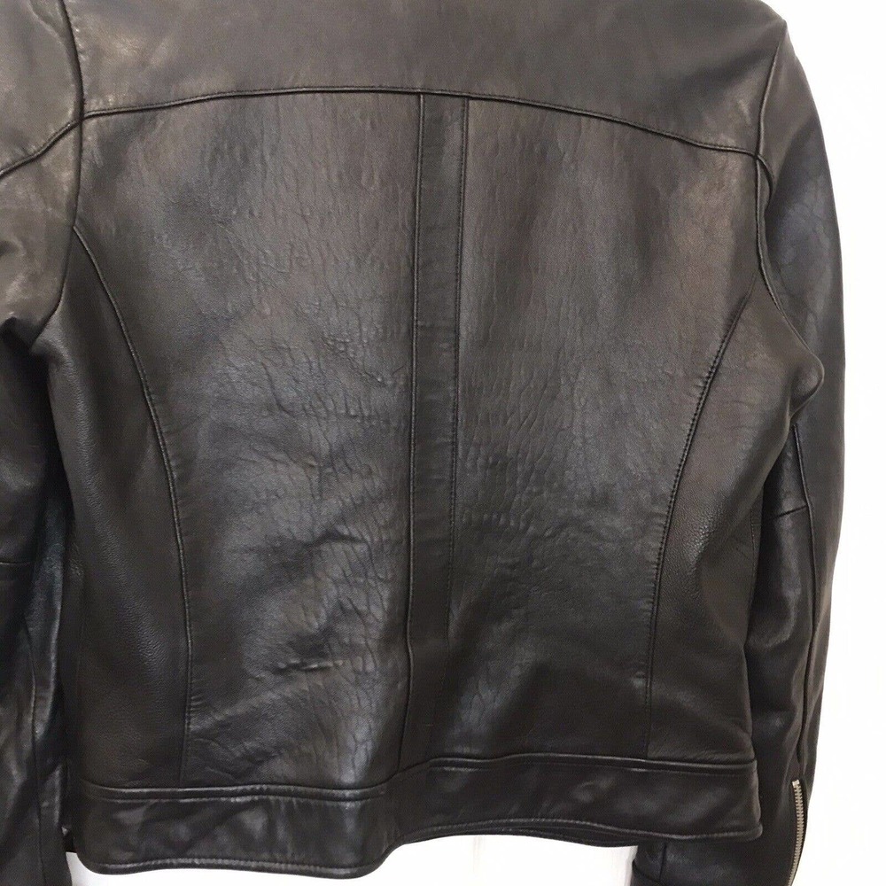 Women’s Genuine Leather Moto Jacket Medium, Black, by Mossimo - Picture 3 of 16